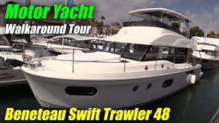 2022 Beneteau Swift Trawler 48  Modern Yacht Walk Through [upl. by Elwin]