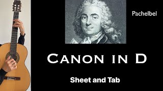 Canon in D J Pachelbel Arrangement for Guitar with sheet and Tab [upl. by Attenrev257]