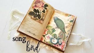 Bird Junk Journal  Calico Collage Song Bird  July Design Team Project [upl. by Ahseekat]