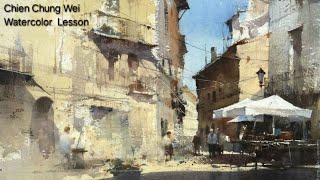 Chien Chung Wei Watercolor Demo in Besalú Spainipad 簡忠威水彩畫示範 [upl. by Lednem]