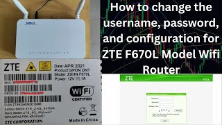 How to change the Hathway broadband username password for the ZTE F670L Model Wifi Router  2024 [upl. by Wolenik]