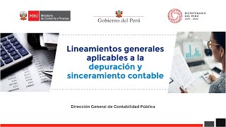 Lineamientos generales aplicables a la depuración y sinceramiento contable [upl. by Egamlat]