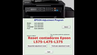 Reset contadores Epson L575 L475 L375 almohadillas al final de vida util [upl. by Gile]