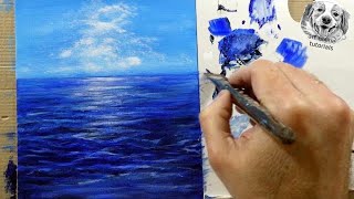 Acrylic Painting Techniques a Very Easy Seascape Step by Step [upl. by Aennil]