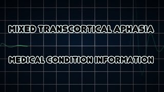 Mixed transcortical aphasia Medical Condition [upl. by Noterb]