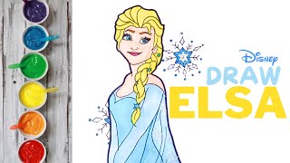 Draw ELSA from Frozen  Disney Princess  frozen elsa disney disneyjunior art viral [upl. by Yecats]