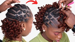 Stylish Short Crochet Braid Hairstyle For Beginners  Crisscross Hairstyle Tutorial [upl. by Willis]