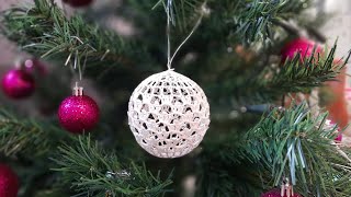 Globulet crosetatCrocheted Globe  ornament de bradut [upl. by Etsirk404]