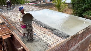 Reinforcement Roof ConstructionAmazing with 35x17 Size Slab ConcreteUsing by sand and cement mixer [upl. by Vastah580]