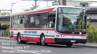 The Final Moonee Valley Route 503 Service  Moonee Valley 77 Mercedes O500LE Volgren CR228L [upl. by Noryd]