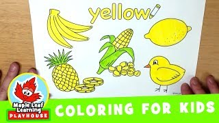 Yellow Coloring Page for Kids  Maple Leaf Learning Playhouse [upl. by Duvall227]