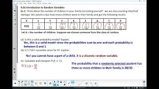 AP Stats 601 Discrete Random Variables Video example 1 [upl. by Desdee]