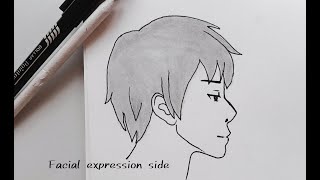 How to Draw Anime Male Facial Expressions Side [upl. by Kevon728]