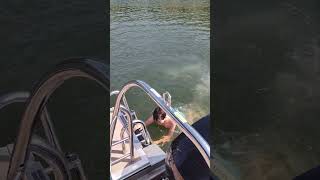 Derek swimming in the Tennessee River near Suck Creek a few weeks back america boat [upl. by Resee]