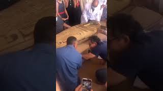 Archaeologists open ancient Egyptian mummy coffin in Saqqara uncovering secrets of Memphis past [upl. by Annoled565]