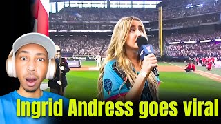 ZuluModo Reacts to Ingrid Andress  Goes viral with USA National anthem REACTION [upl. by Eelanej]