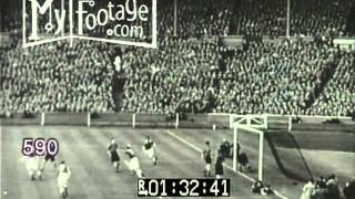 1950s European Football  Soccer Match with SlowMotion Goal [upl. by Thissa]