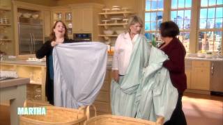 How to Fold a Fitted Sheet⎢Martha Stewarts Best Folding Hacks [upl. by Crocker514]