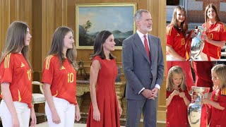 Princess Leonor and Infanta Sofia Proudly met EURO Cup winning Spanish Football Team [upl. by Aniarrol]