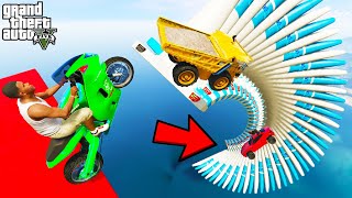 FRANKLIN TRIED IMPOSSIBLE TRIANGULAR SPIRAL LOOP PARKOUR RAMP CHALLENGE GTA 5  SHINCHAN and CHOP [upl. by Lorilee]