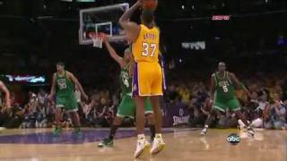 Ron Artest Clutch 3Pointer  Game 7 Lakers Vs Celtics NBA Finals HD [upl. by Cagle]