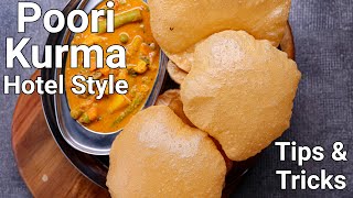 Saravana Bhavan Style Poori Kurma Combo Meal Recipe  Hotel Style Red Color Masala Kurma Puri Recipe [upl. by Didier]