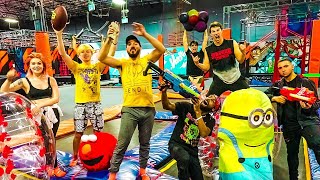 OVERNIGHT AT TRAMPOLINE PARK WINNING TEAM GETS 10000 [upl. by Bealle]