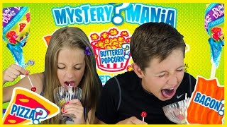 DUM DUMS MYSTERY MANIA CHALLENGE 13 FLAVORS PIZZA POPCORN BACON LOLLYPOP TASTE TEST by PLP TV [upl. by Arela]