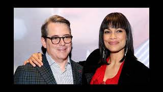 Rosario Dawson cuts a chic figure in a red sequin embellished blouse as she joins Matthew Broderick [upl. by Lose]