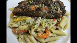 JERK SALMON PASTA  JERK SALMON RASTA PASTA [upl. by Savanna385]