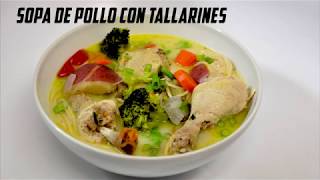 Sopa de pollo con espaguetis y muchos vegetales [upl. by Davita]