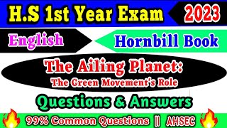 HS 1st Year English The Ailing Planet Question Answer  HS 1st Year English Important Questions 2024 [upl. by Maples31]