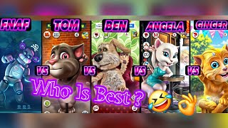 Fnaf Vs Tom Vs Ben Vs Angela Vs Ginger Who Is Best  🤣 👌  Fnaf Pirate Song 🎵 🤣 [upl. by Shelah]