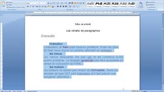 Word 2007 les retraits de paragraphes part 2 [upl. by Fellner]