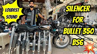 BULLET 350 ALL EXHAUST SOUND  BS6 2023  TOP LOUD 💥 SILENCERS  MODIFICATION AT KAROL BAGH [upl. by Woll]