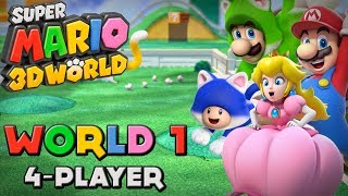 Super Mario 3D World  World 1 4Player [upl. by Ahsotal]