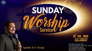 Sunday Service 25 Feb 2024  Apostle KV George  HCC Indian Fellowship Dallas Telugu Church [upl. by Leiser565]