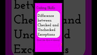 Difference between Checked and Unchecked Exceptions  Coding Skills [upl. by Helyn]