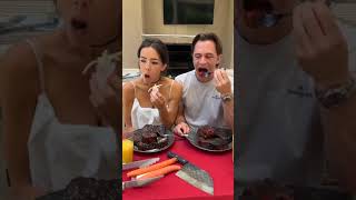 YUMMY COUPLE DEVOURS STEAK DINNER [upl. by Anilat161]