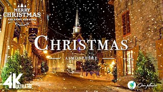 Christmas atmosphere 4k  scenic Winter Relaxation Film with Top Christmas Songs of All Time [upl. by Ahtenak349]