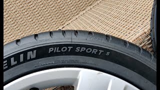 Michelin Pilot Sport 5 on 17 inch rim  Tire Wall Closeup View [upl. by Cai]