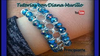 Pulsera con argollas y cristales TutoriaYt7 [upl. by Routh591]