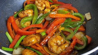 Shrimp amp Bell Peppers ready in 5 minutes Shrimp amp Vegetables Stir Fry [upl. by Thecla]