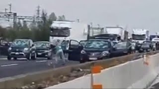 giant hailstorm hit fidenza notern italy destroyed cars and strees [upl. by Assanav973]