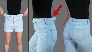 How to downsize the waist of jeans in the simplest way Quick no sew hacks [upl. by Ndnarb757]