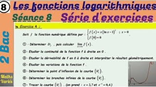 La fonction logarithmique séance 8 2 Bac sciences Exercice N4 Série dexercices [upl. by Severin534]