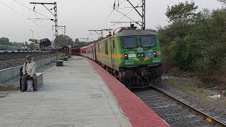 Express Train With Goods Loco ft LGD WAG9 Led PNVLNED EXP At Ghorawadi At Twilight [upl. by Alyehs780]