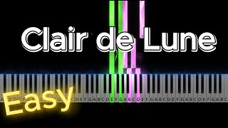 Clair de Lune Debussy  Easy Piano Tutorial [upl. by Elledoj]