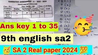 AP class 9th sa2 english question paper answers 2024💯9th class english Sa2 real paper 2024 solution [upl. by Woodall]