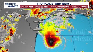 Beryl update Tropical Storm to intensify before moving onto Texas coast [upl. by Stamata184]